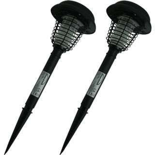 👉 Buitenlamp Set van 2x stuks solar tuinlampen/prikspots anti-muggenlamp op zonne-energie 44 cm