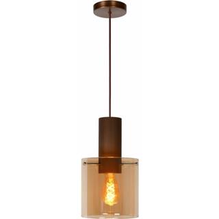 👉 Hanglamp glas aluminium crème Lucide Toledo E27/60w Koper / Amber 5411212740847