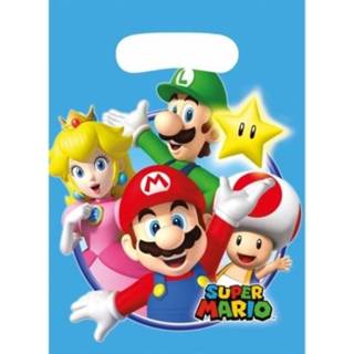 👉 Feestzakje active uitdeelzakjes 6x stuks Super Mario thema feestzakjes/cadeauzakjes