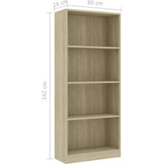👉 Boekenkast met 4 schappen 60x24x142 cm spaanplaat betongrijs