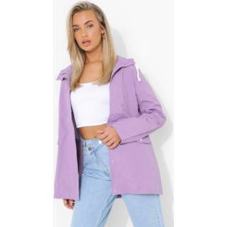 👉 Regenjas Met Capuchon En Contrasterende Zoom, Lilac