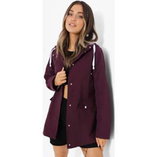 👉 Regenjas Met Capuchon En Contrasterende Zoom, Wine