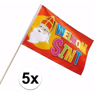 👉 Zwaaivlag kinderen Sinterklaas - 3x Luxe Welkom zwaaivlaggetje 30 x 45 cm