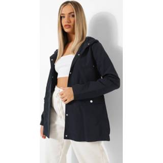 👉 Regenjas Met Capuchon En Contrasterende Zoom, Navy