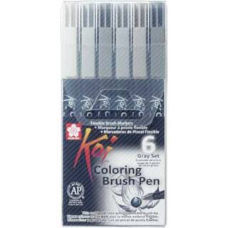 👉 Grijs kunststof unisex Sakura brushpennen Koi Coloring 6 stuks 84511391765