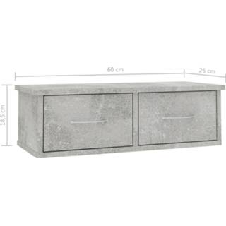 👉 Wandschap met lades 60x26x18,5 cm spaanplaat betongrijs