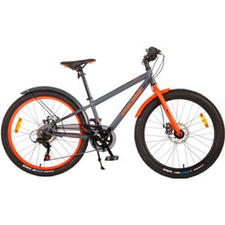 👉 Volare Rocky 24 Inch 31,75 cm Jongens 6V Mechanische schijfrem Grijs/Oranje