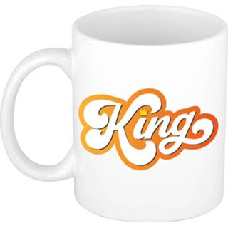 👉 Mok active wit Koningsdag King met kroontje mok/ beker 300 ml
