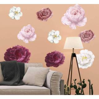 👉 Bloemen muursticker roze witte nederlands en