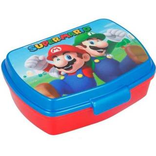 👉 Broodtrommel rood blauw kunststof junior Stor Super Mario Bros 17 cm rood/blauw 8412497214747