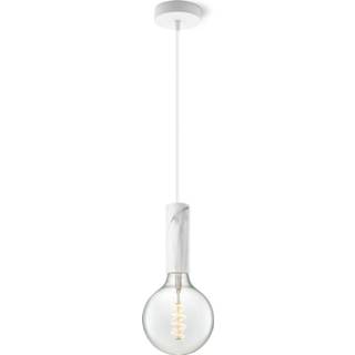 👉 Hanglamp metaal wit Light depot - pendel Saga marmerlook (excl. lamp) Outlet 8718808370400