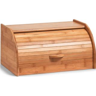 👉 Broodtrommel bruin bamboe houten hout active luxe met klep/deksel 40 cm