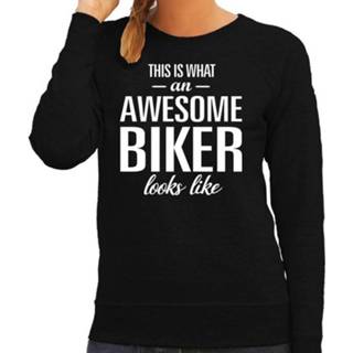 Sweater zwart katoen vrouwen active Awesome trucker / vrachtwagenchauffeusse cadeau trui z