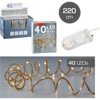 Batterij active wit Touwverlichting jute op batterijen met 40 lampjes warm 220 cm