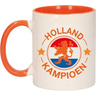 👉 Mok active oranje wit Holland kampioen leeuw mok/ beker 300 ml