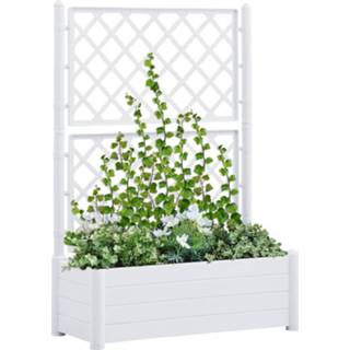 👉 Plantenbak wit PP active met latwerk 100x43x142 cm 8720286194102