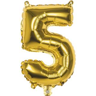 👉 Folie goud goudkleurig Boland Cijferballon 5 66 Cm 8712026219053