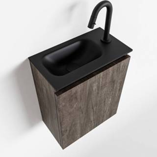 👉 Toiletmeubel bruin urban MONDIAZ TURE 40cm dark brown. EDEN wastafel links 1 kraangat 6017324385335