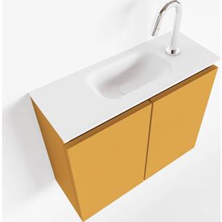 👉 Toiletmeubel talc MONDIAZ TURE 60cm ocher. EDEN wastafel midden 1 kraangat 6017317666618