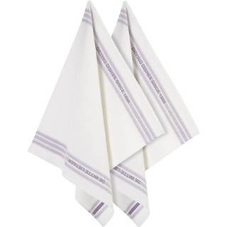👉 Glazendoek witte wit lavendel katoen linnen paars De Lietaer Dish (Set Van 2) - 50% Off-white-lavender 5410156512671
