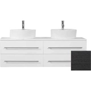 👉 Antraciet Eiken MDF modern hangend stephano dubbel bouwpakket standaard Saniclear Badkamermeubel 144 6013917367306