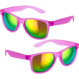 👉 Trendy zonnebril paars 8x stuks zonnebrillen spiegelglas