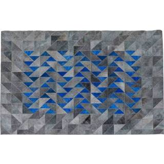 👉 Vloerkleed grijs blauw leder a-symmetrisch patroon active Kare Triangle Grey 170x240cm 4025621522409