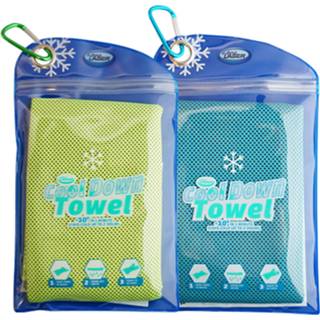 👉 Donkergroen blauw microvezel groen Cool Down Towel - Incl. Tas Green + Blue 8719128648835