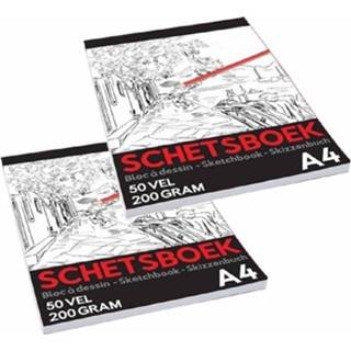 👉 Schetsboek 2x Schetsboeken/tekenboeken 50 bladzijdes 200 grams