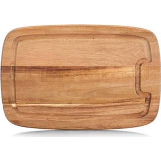 👉 Houten snijplank hout One Size bruin Rechthoekige luxe acacia met sapgroef 32 cm - Keukenbenodigdheden Snijplanken/serveerplanken 8720276688130