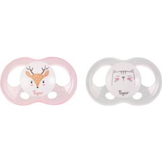 👉 Silicone meisjes Tigex 2 Soothers Soft Touch Maat 0-6 M Kat Doe Meisje 3159921221234