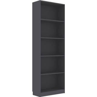 👉 Boekenkast grijs steigerhout Vidaxl Met 5 Schappen 60x24x175 Cm Spaanplaat 8719883869315