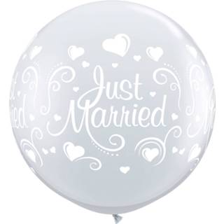 👉 Zilver zilverkleurig Folat Ballon Just Married 90 Cm Latex 2 Stuks 71444188494