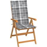 👉 Terrasstoel grijs teakhout active Tuinstoel met geruite kussens massief 8720286262849