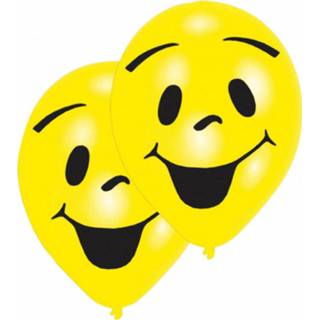 👉 Ballon geel Amscan Ballonnen Smiley 25,4 Cm Latex 8 Stuks 8719817718788