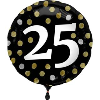 👉 Folieballon zwart Folat Glossy '25' 45 Cm Zwart/goud/zilver 8714572682251