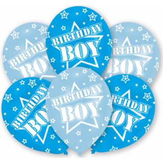 👉 Ballon blauw wit jongens Amscan Ballonnen Birthday Boy 27,5 Cm Latex Blauw/wit 6 Stuks 8719817718719