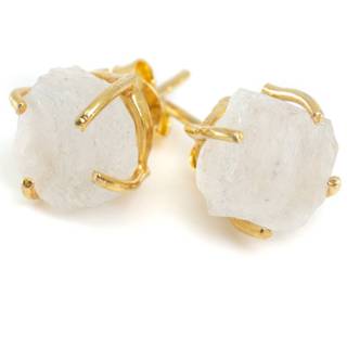 👉 Oorsteker zilver maansteen Edelsteen Oorstekers Ruwe Regenboog - 925 & Verguld 7141262538672