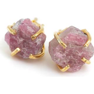👉 Oorsteker roze zilver toermalijn Edelsteen Oorstekers Ruwe - 925 & Verguld 7141262538467