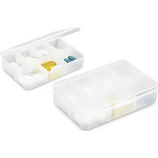 Pillendoos transparant kunststof Set Van 2x Stuks Medicijnen Doosjes/pillendoosjes 7 Vakjes 8,5 Cm - 7-daags Pillen Opberg/bewaardoosjes 8720276885140