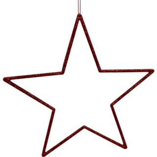 Kersthanger ster rood kunststof Peha Glitter 24 Cm 8712953708576