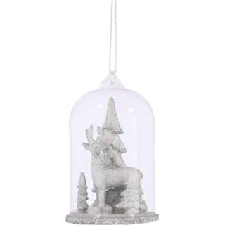 Stolp zilver kunststof zilverkleurig House Of Seasons Kerstboomhanger Met Hert 7 X 11 Cm 8718861818185