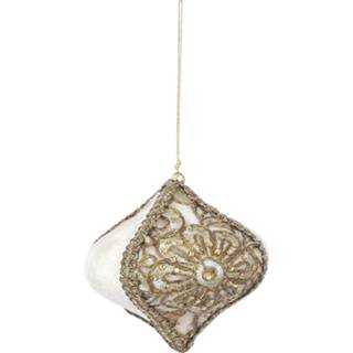 👉 Kerstbal wit kunststof House Of Seasons Ornament Ovaal 10 Cm 8719817767274