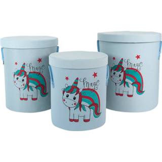 👉 Opbergmand blauw polyester Gebor - Leuke Set Van 3 Was- En Opbergmanden 73l / 55l 34l Unicorn Wasmand 8720359705426