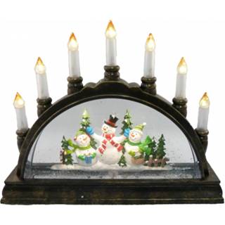 👉 Kandelaar zwart bruin glas staal Peha Sneeuwpop Led 32 X 25 Cm Zwart/bruin 8712953271261