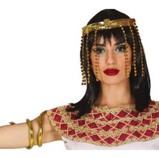 👉 Hoofdband polyester goud goudkleurig Fiestas Guirca En Armband Cleopatra 2-delig 8434077168738