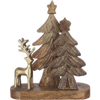 👉 Kerstfiguur bruin hout House Of Seasons Hert Boom 22 X 27 Cm 8718861734096