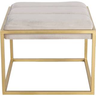 👉 Poef beige hout metaal Clayre & Eef 64728be 46*45*37 Cm - Hout/ Hocker 8717459768826