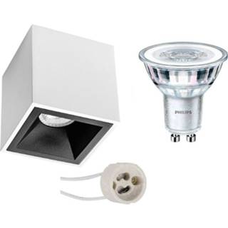 👉 Opbouwspot wit zwart Set - Pragmi Cliron Pro Gu10 Fitting Dimbaar Opbouw Vierkant Mat Wit/zwart 6w Helder/koud 6013945911977