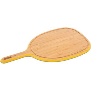 👉 Snijplank geel bamboe Pebbly Met Handvat/sapgeul 57 X 31 Cm 3760132811642